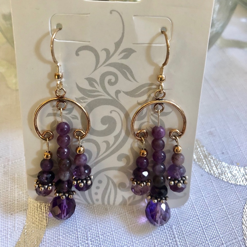 Genuine sterling silver earrings w/Amethyst beads